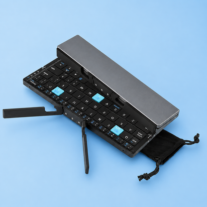Teclado Bluetooth Plegable de Aluminio con Soporte Magnético | 3 Dispositivos | iOS, Android, Windows