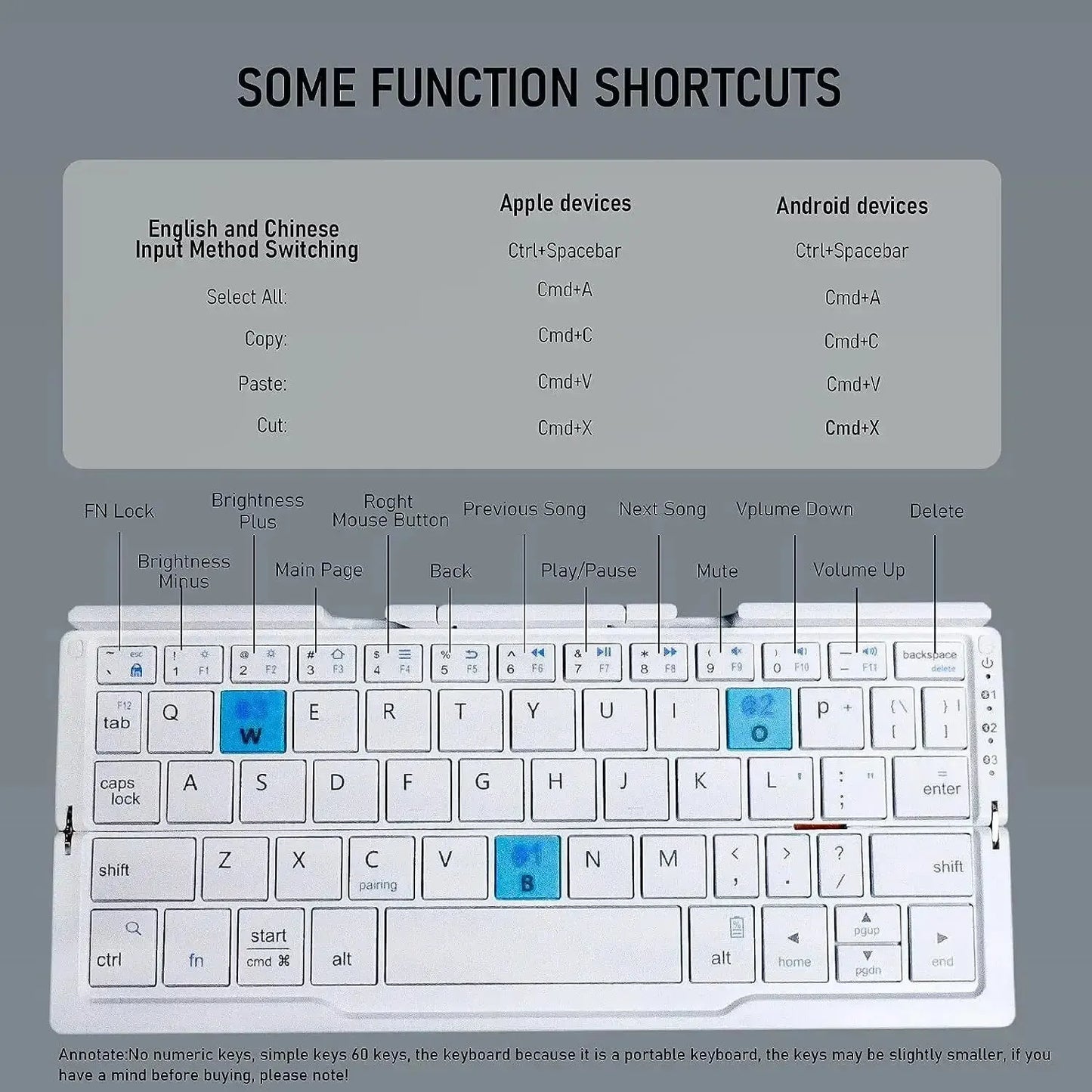 Teclado Bluetooth Plegable con Soporte Magnético para Móvil, Tablet e iPad