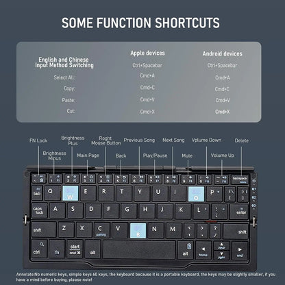 Teclado Bluetooth Plegable con Soporte Magnético para Móvil, Tablet e iPad