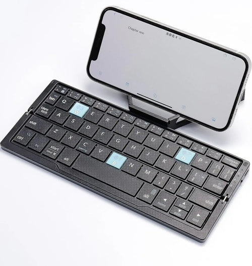 Teclado Bluetooth Plegable de Aluminio con Soporte Magnético | 3 Dispositivos | iOS, Android, Windows