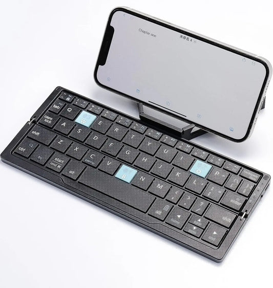 Teclado Bluetooth Plegable de Aluminio con Soporte Magnético | 3 Dispositivos | iOS, Android, Windows