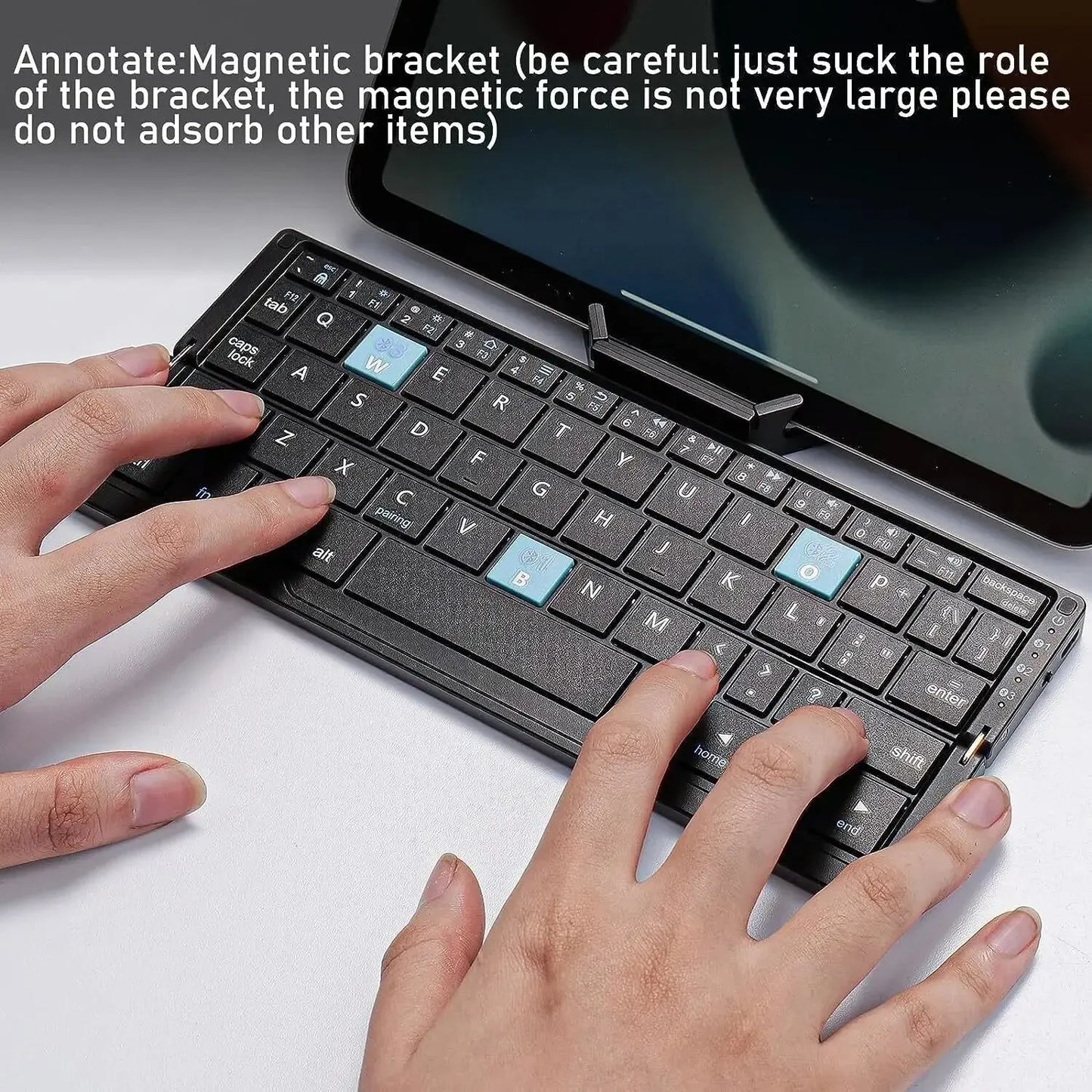 Teclado Bluetooth Plegable con Soporte Magnético para Móvil, Tablet e iPad