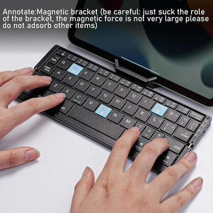 Teclado Bluetooth Plegable con Soporte Magnético para Móvil, Tablet e iPad