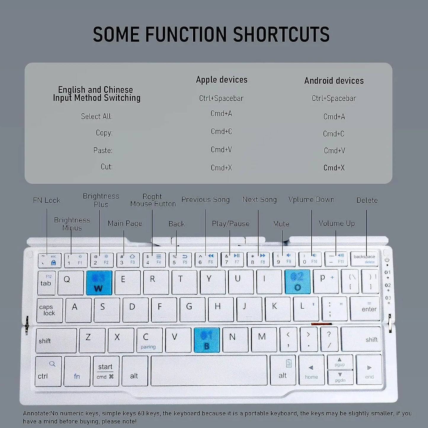 Teclado Bluetooth Plegable con Soporte Magnético para Móvil, Tablet e iPad