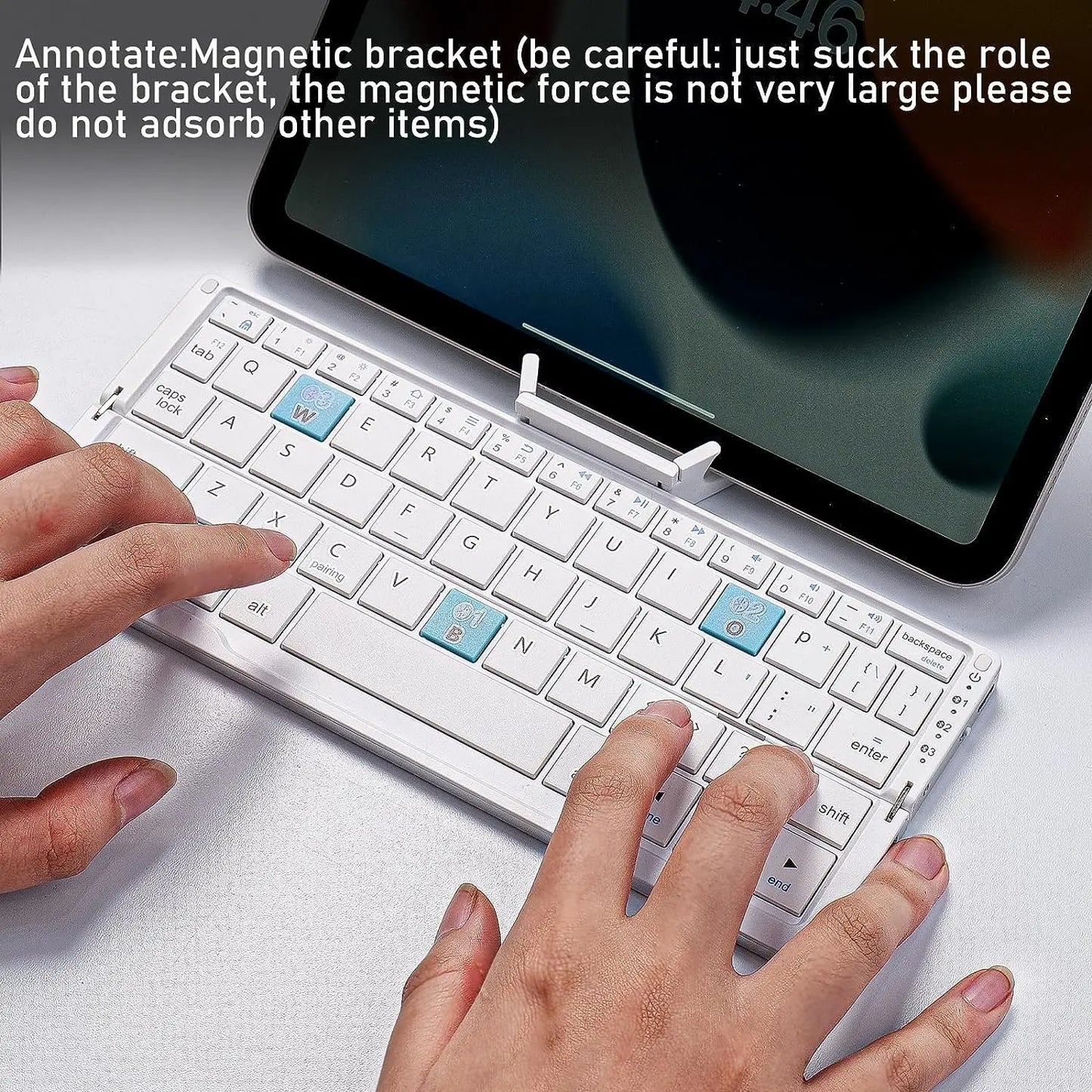 Teclado Bluetooth Plegable con Soporte Magnético para Móvil, Tablet e iPad